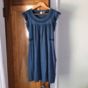 Soft Shift Dress with Embroidered Details